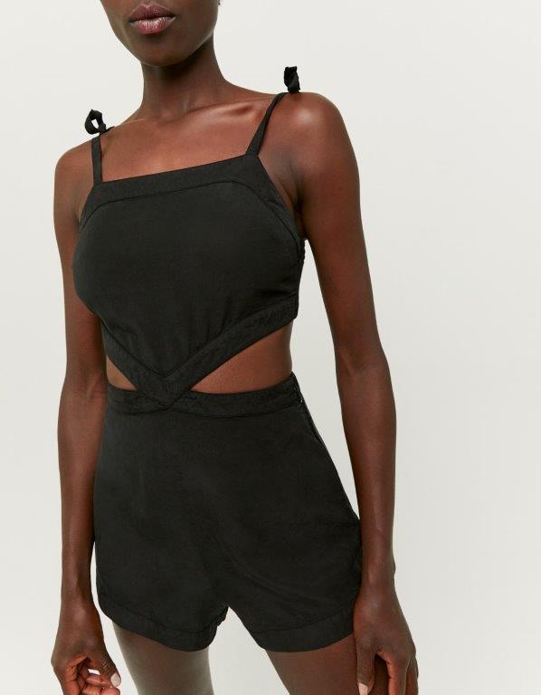 High Waist Black Playsuit