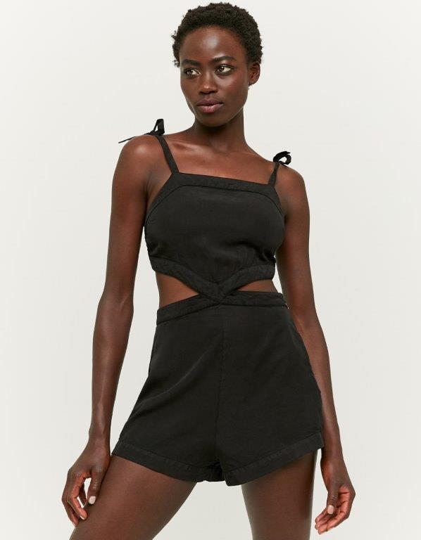 Tally Weijl High Waist Black Playsuit Black model front view