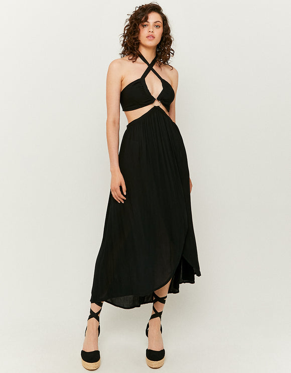 Ladies Cut Out Back Maxi Dress-Model Front View