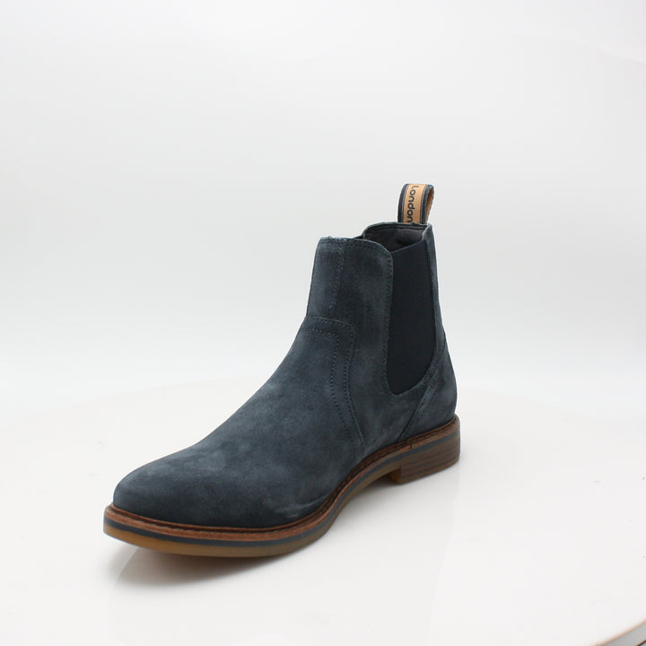 BASE LONDON Rampton Navy Suede Chelsea Boot NAVY back view