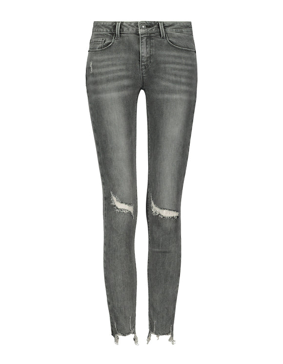 Low Waist Destroyed Skinny Grey Jeans - Spirit Clothing