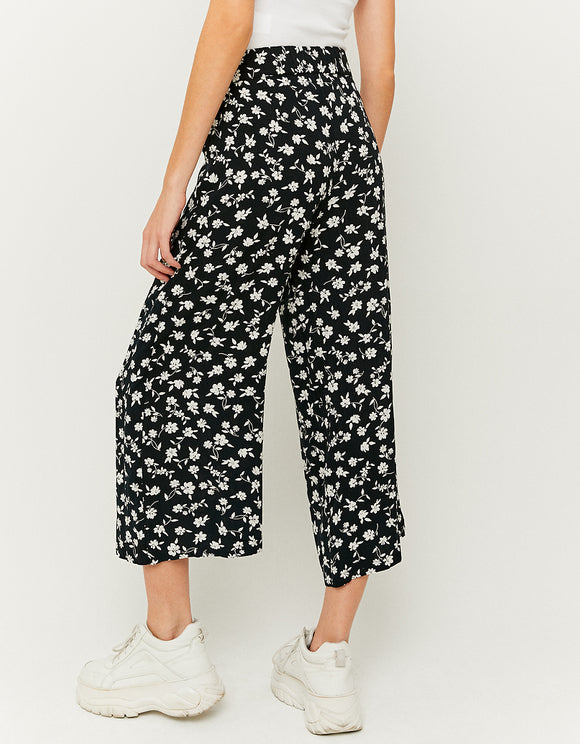 High Waist Wrap Printed Trousers - Model Rear View