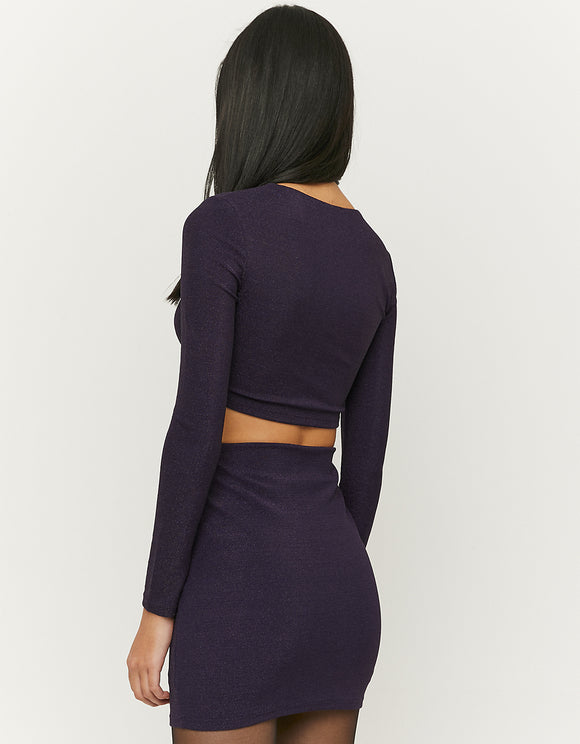 Tally Weijl Short Lurex Purple Skirt Purple back view