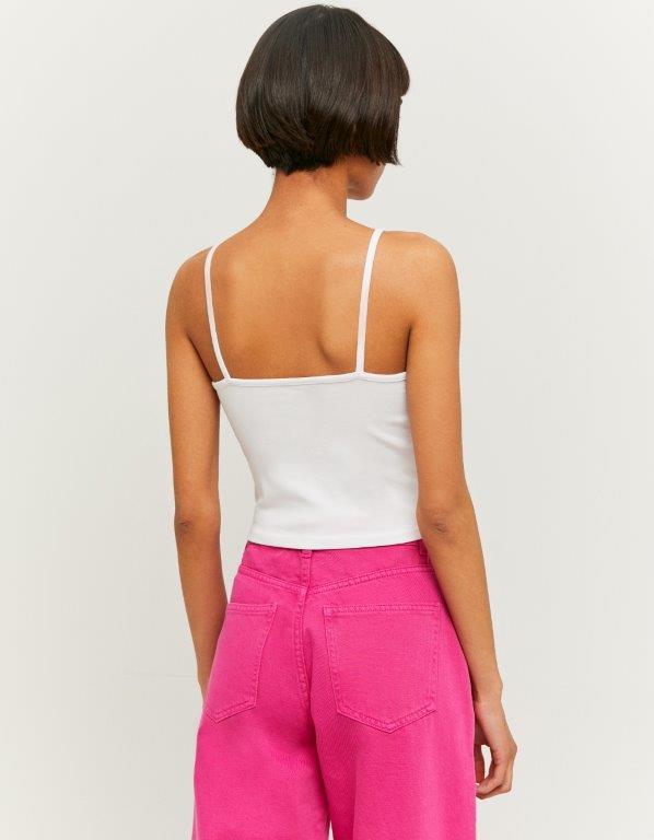 White Cropped Top - Model Rear View