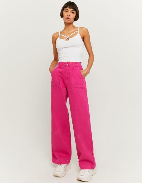 White Cropped Top - Model Full View