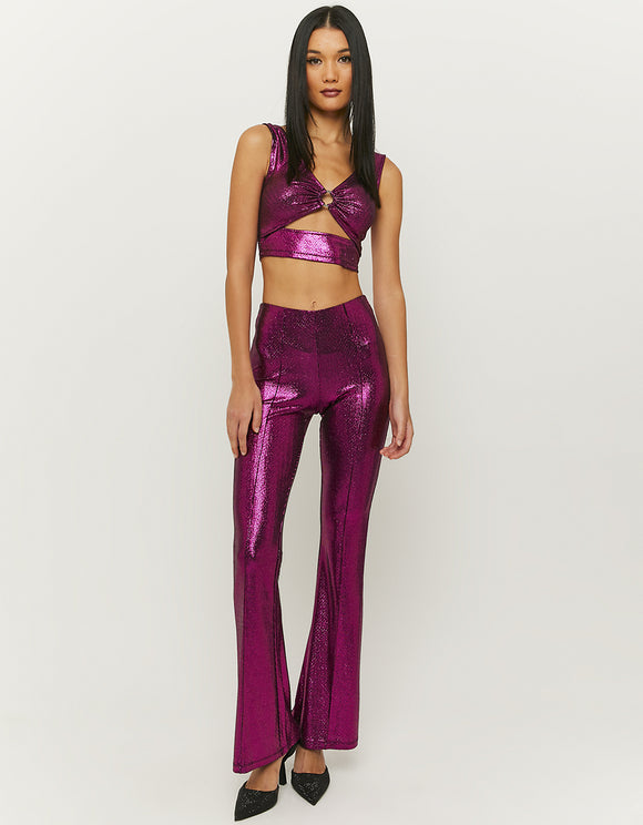 Ladies Cut Out Pink Party Top-Model Front View