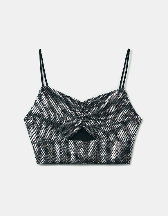 Tally Weijl Silver Glittered Bralette black/grey side view
