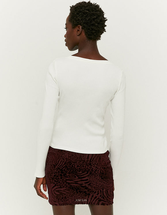 Ladies Basic Plain White Top-Model Back View