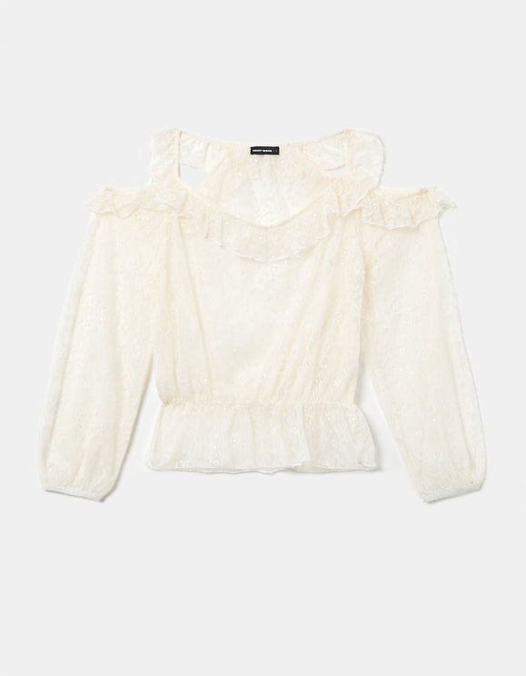 Tally Weijl Cold Shoulder Blouse Beige side view