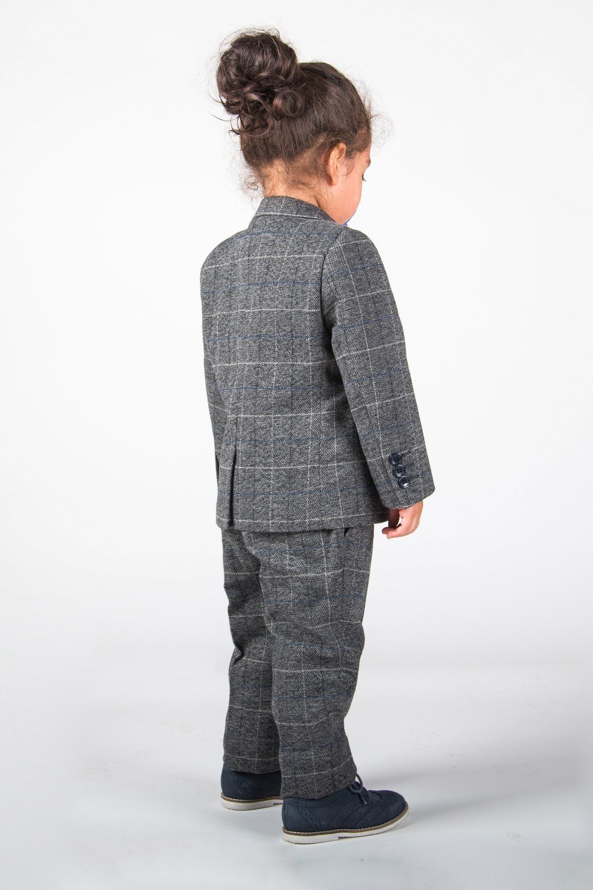 Marc Darcy Boyswear Scott Boy Grey 3 Piece Check Suit GREY detail view