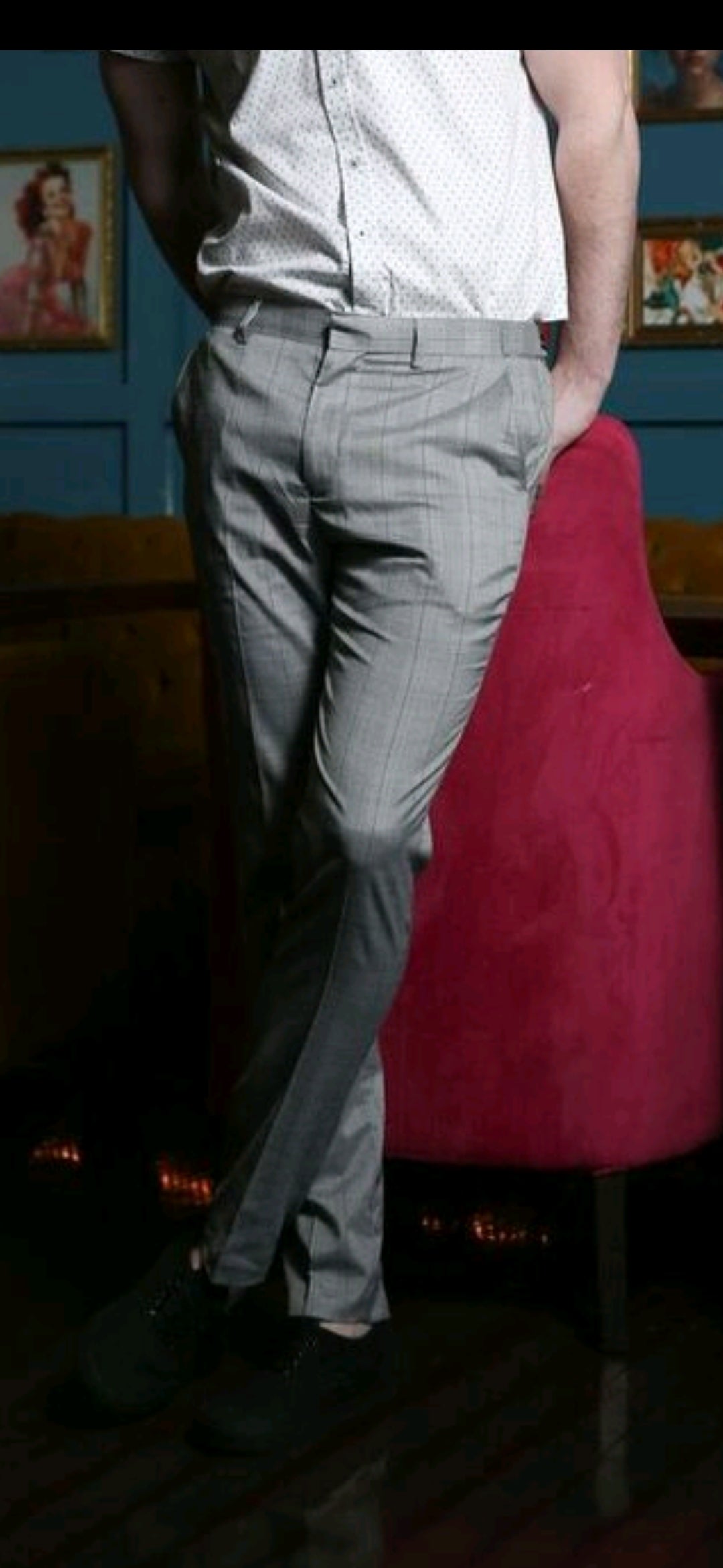 KINGPIN Bertie Teal Check Trousers TEAL CHECK model front view