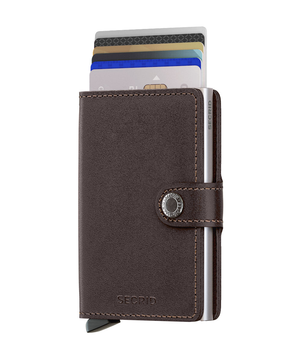 Secrid Original Dark Brown Miniwallet-Front View with Cards