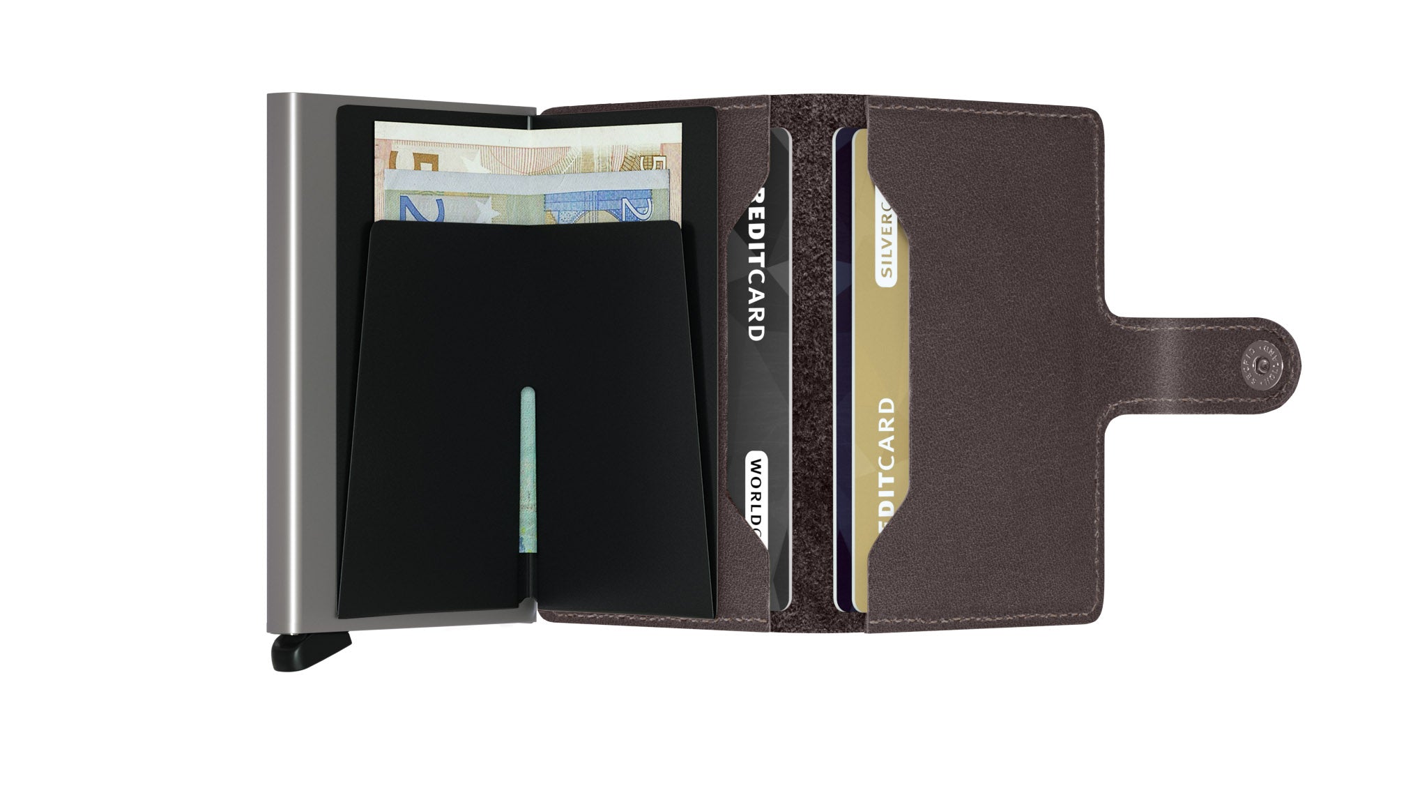 Secrid Original Dark Brown Miniwallet-Opened View