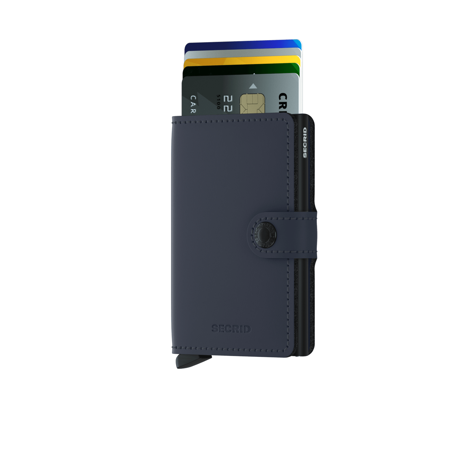 Secrid Matte Nightblue Miniwallet-Closed View with Cards