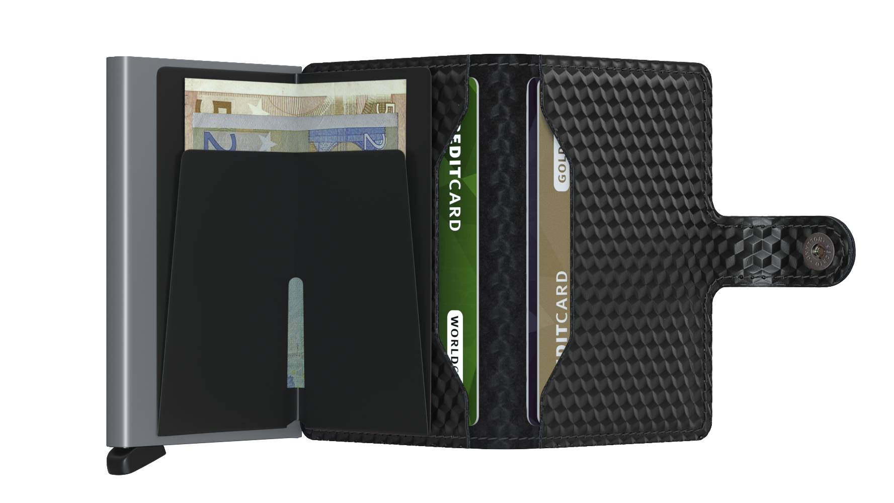 Secrid Cubic Black/Titanium Miniwallet-Opened View