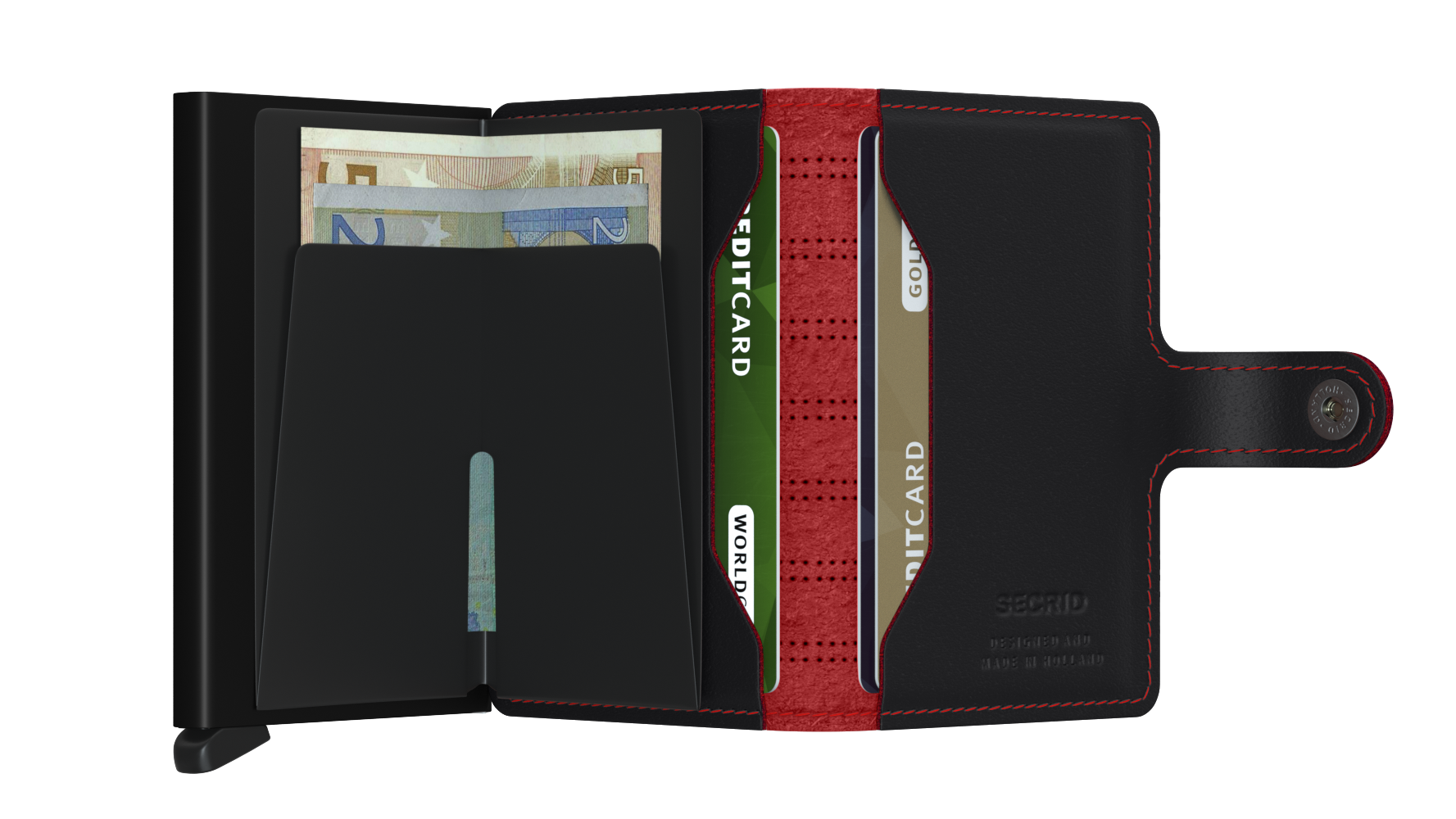 Secrid Fuel Black/Red Miniwallet-Opened View