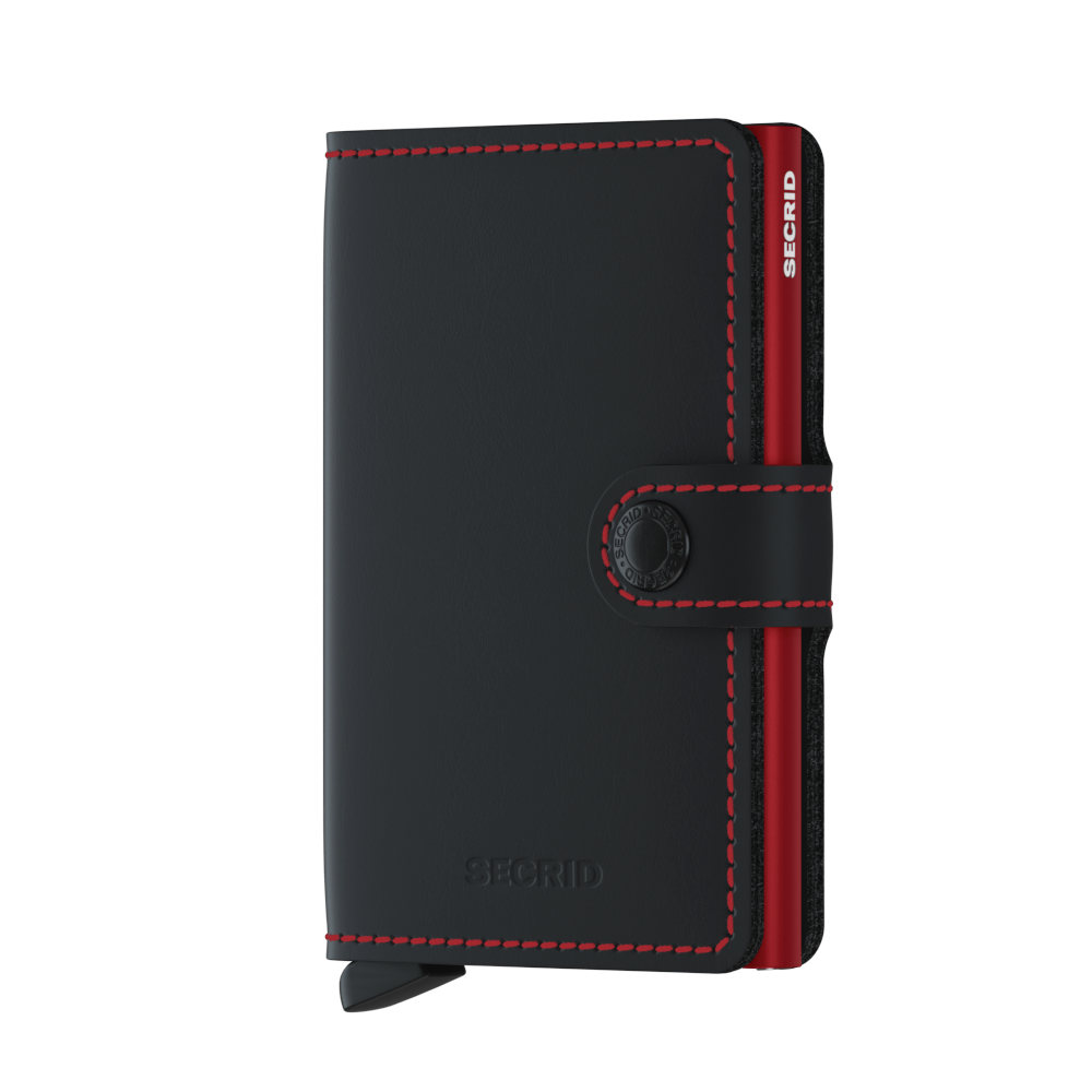Secrid Matte Black/Red Miniwallet-Fully Closed View