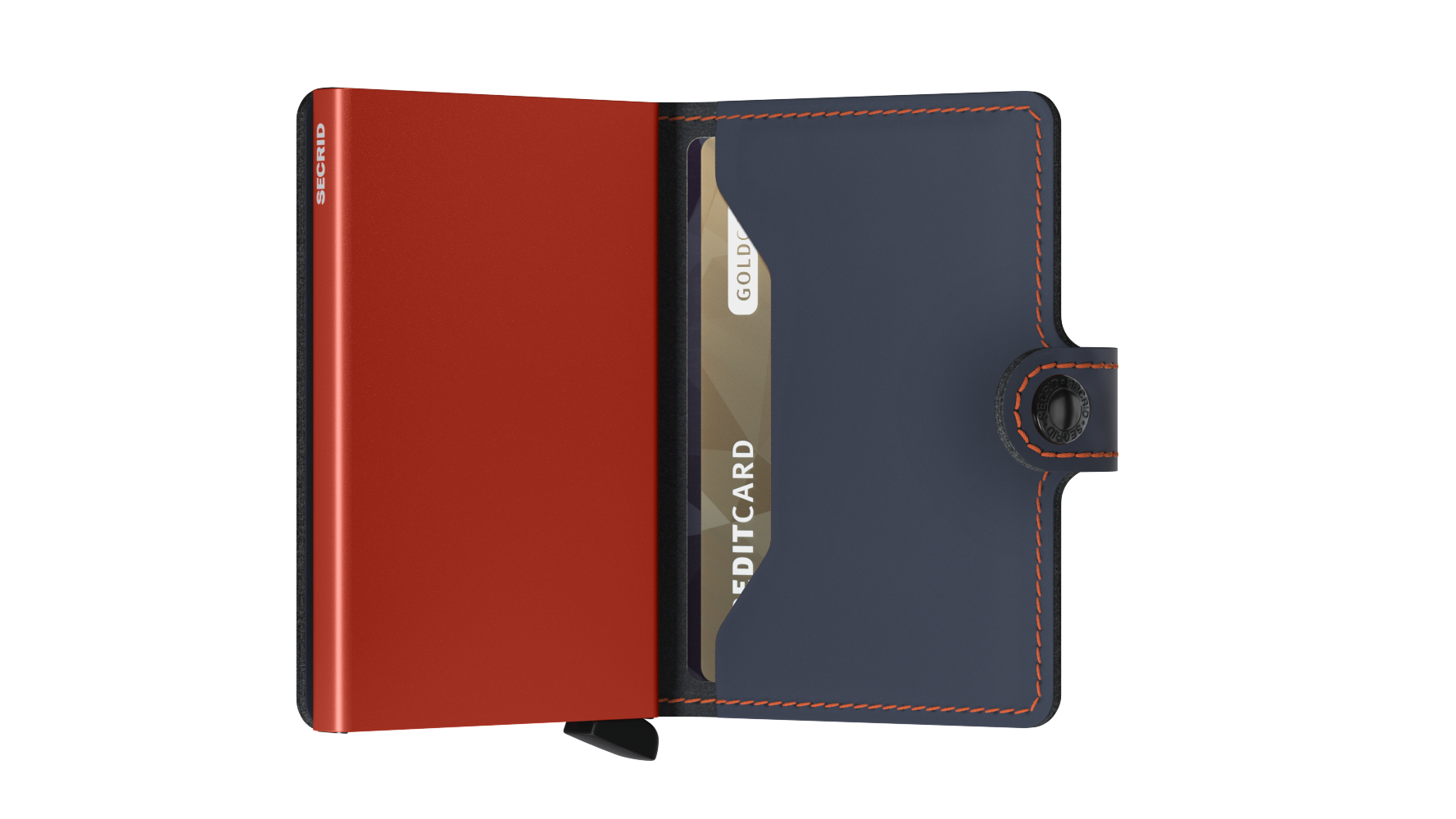 Secrid Matte NightBlue/Orange Miniwallet-Semi Closed View