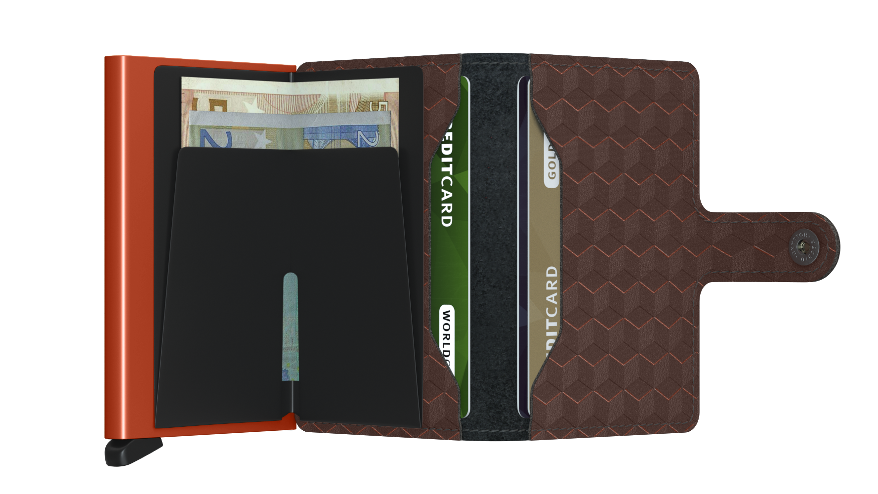 Secrid Optical Brown/Orange Miniwallet-Opened View
