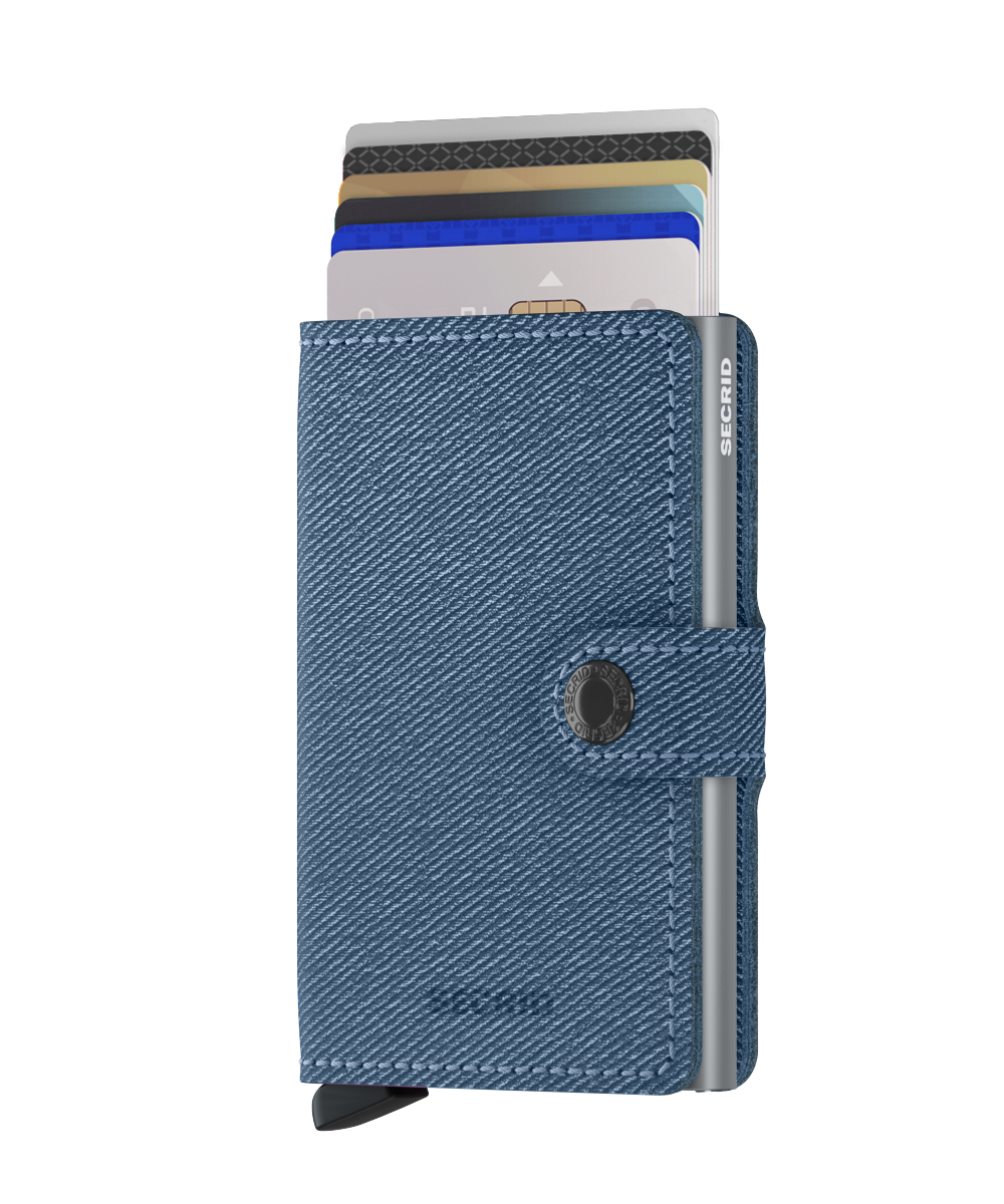 Secrid Twist Jeans Blue Miniwallet-Front View with Cards
