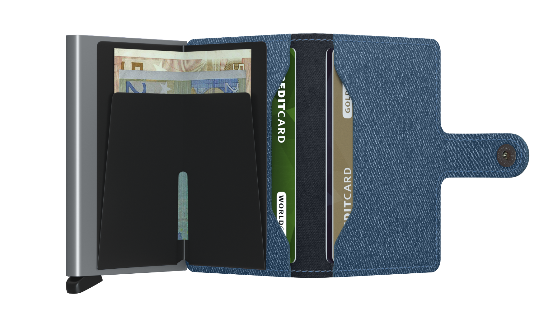 Secrid Twist Jeans Blue Miniwallet-Opened View