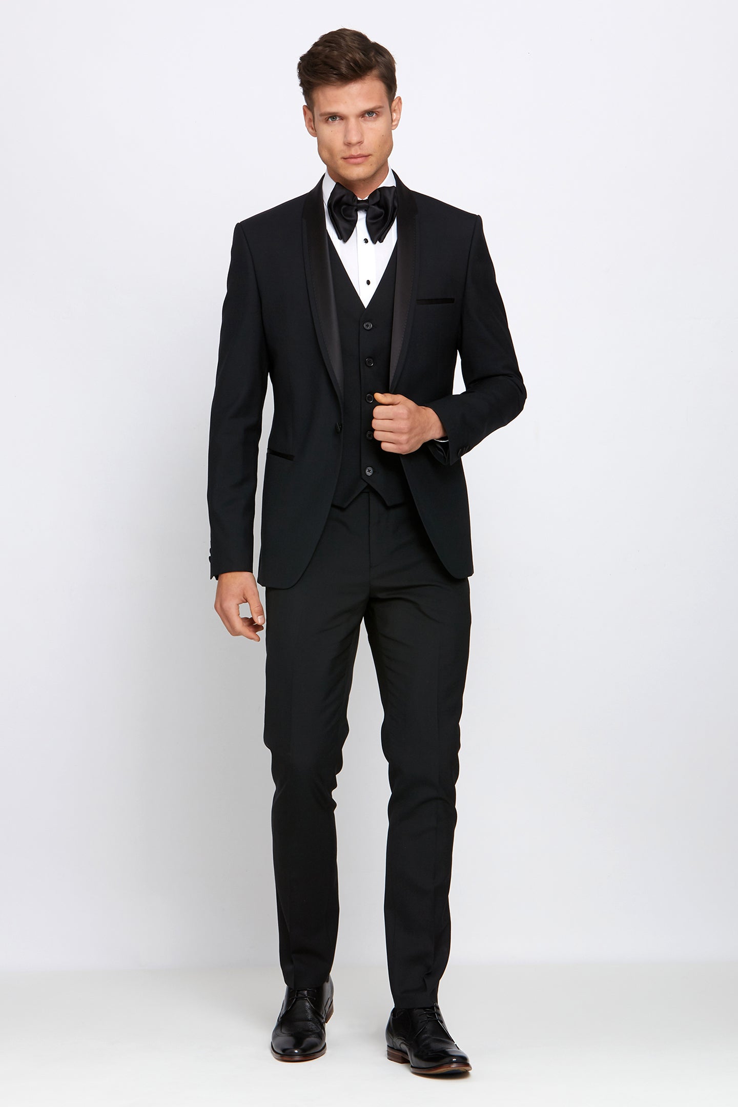 BENETTI James Shawl Tapered Fit Tux Jacket BLACK front view