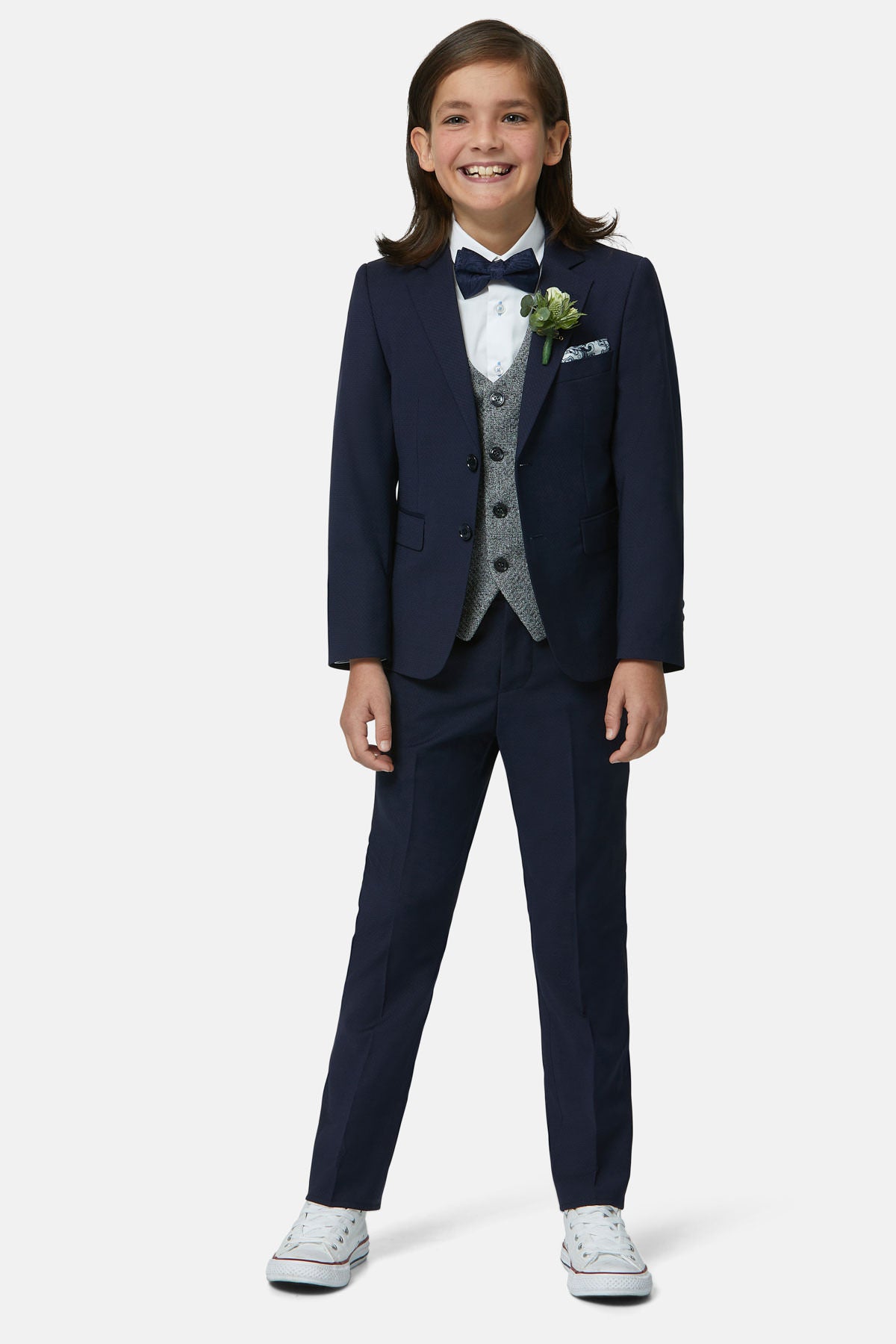 Simon Boy Charcoal Waistcoat-Full Model View