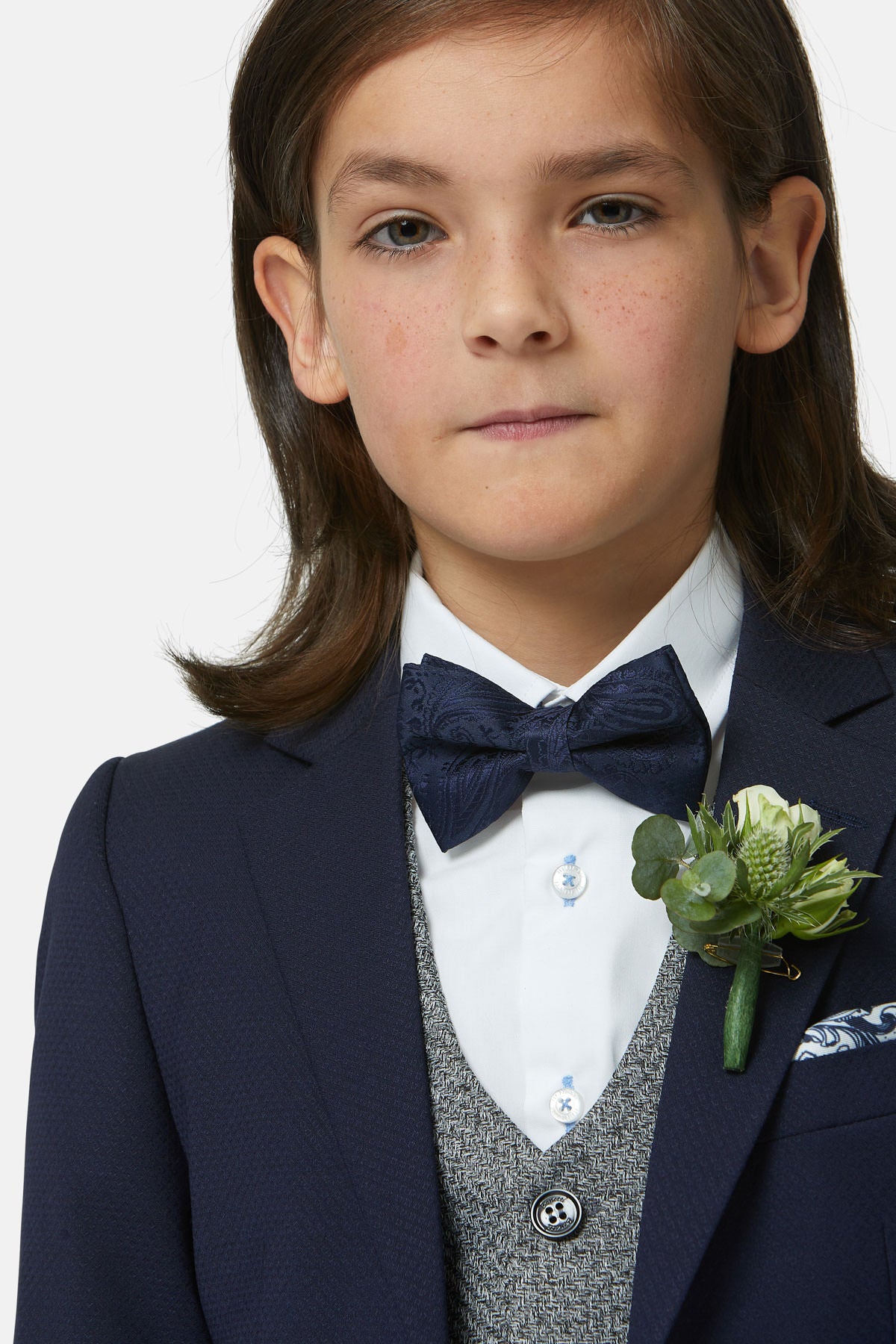 Benetti Boyswear Simon Boy Waistcoat Charcoal Charcoal model front view