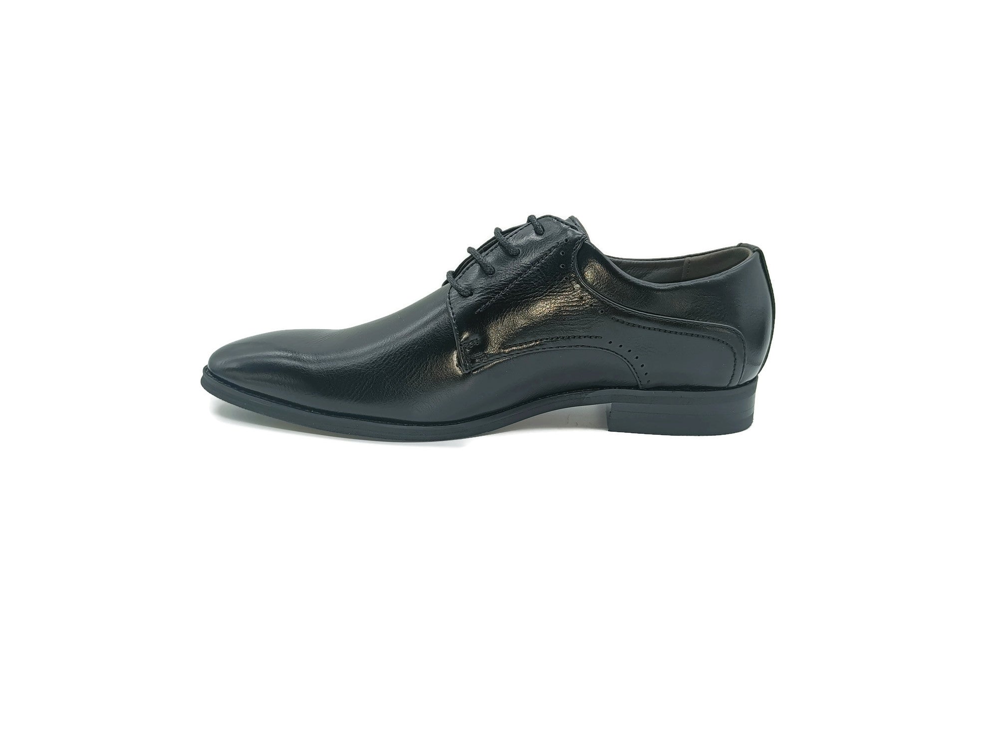 Men's Stockholm Black Lace Up Shoe-Left Side View