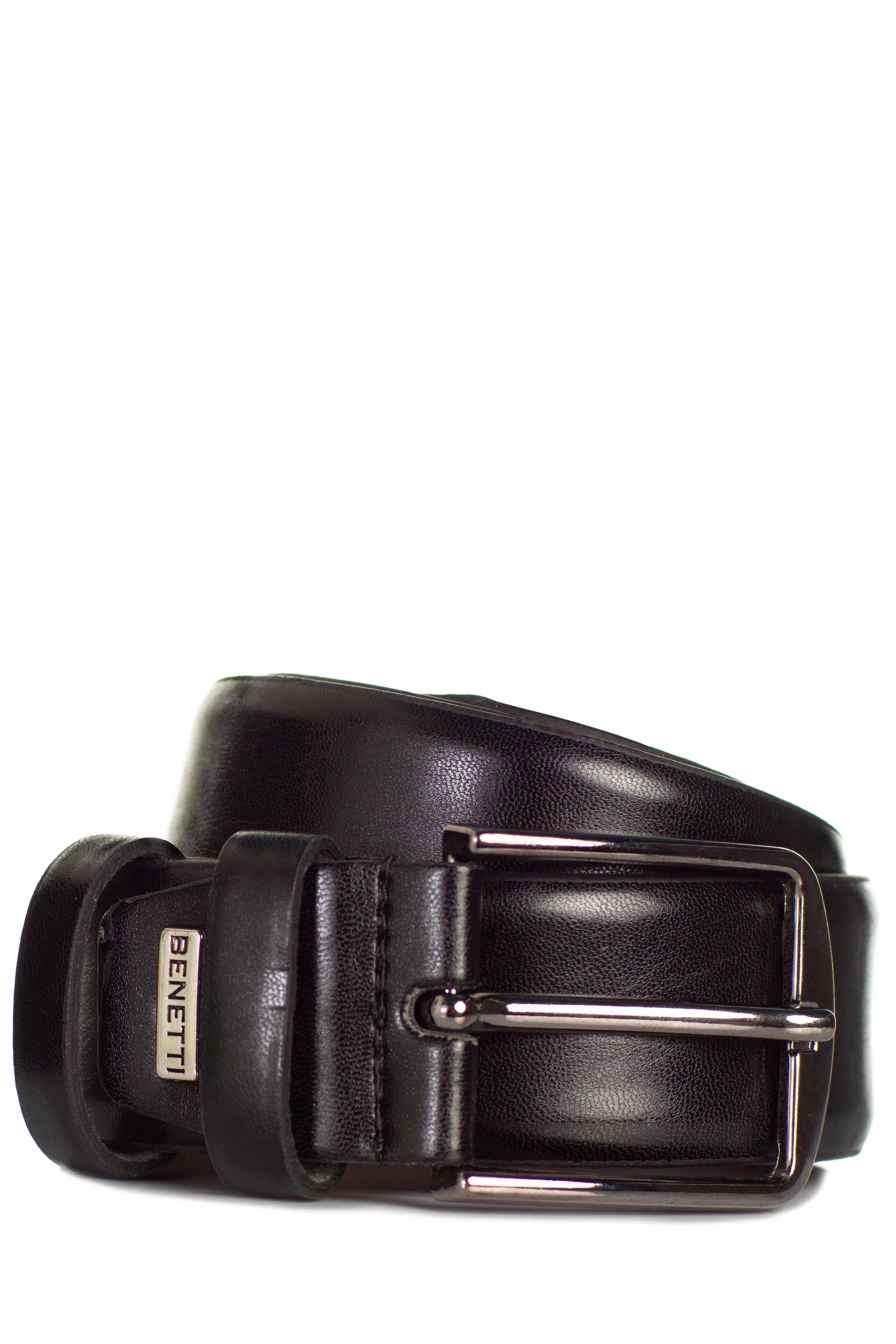 Men's Black Leather Belt by Benetti - Spirit Clothing