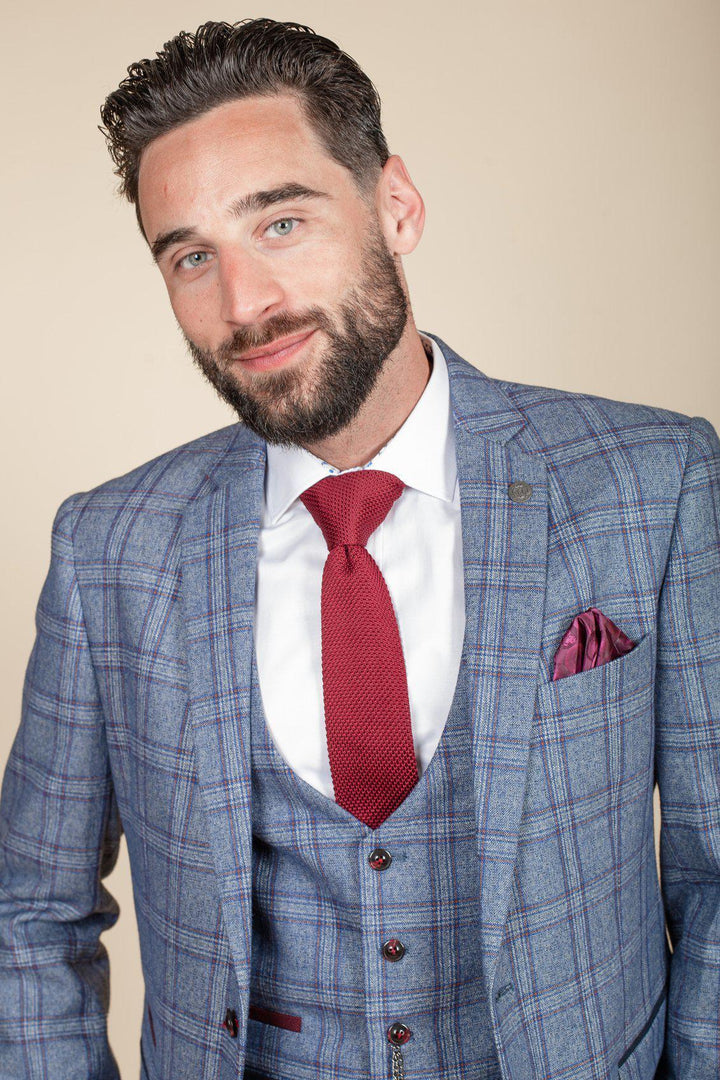 Abbot Blue Tweed Check Men's Blazer-Lapel view