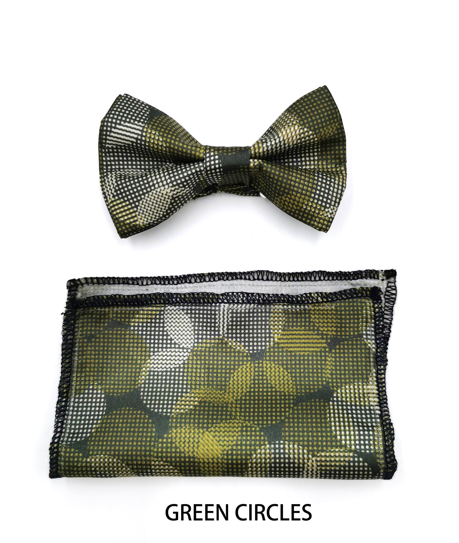 Benetti Boys Bow and Pocket Square - Green Circles