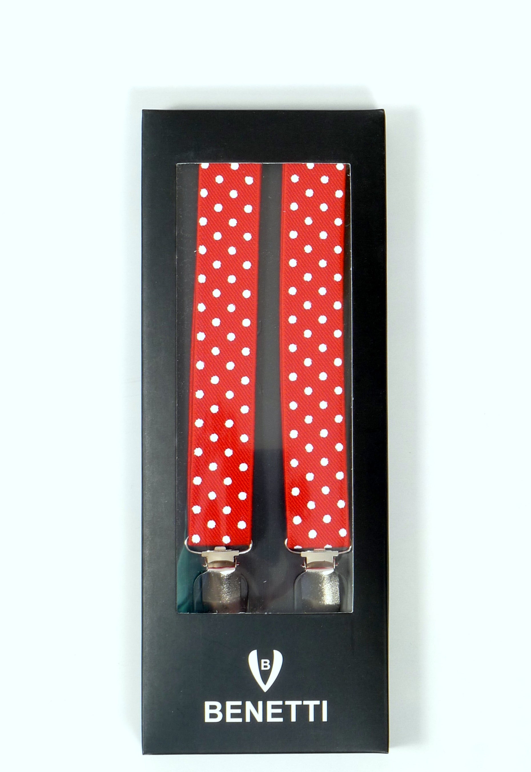BENETTI Men's Braces by Benetti RED/DOT flat front view