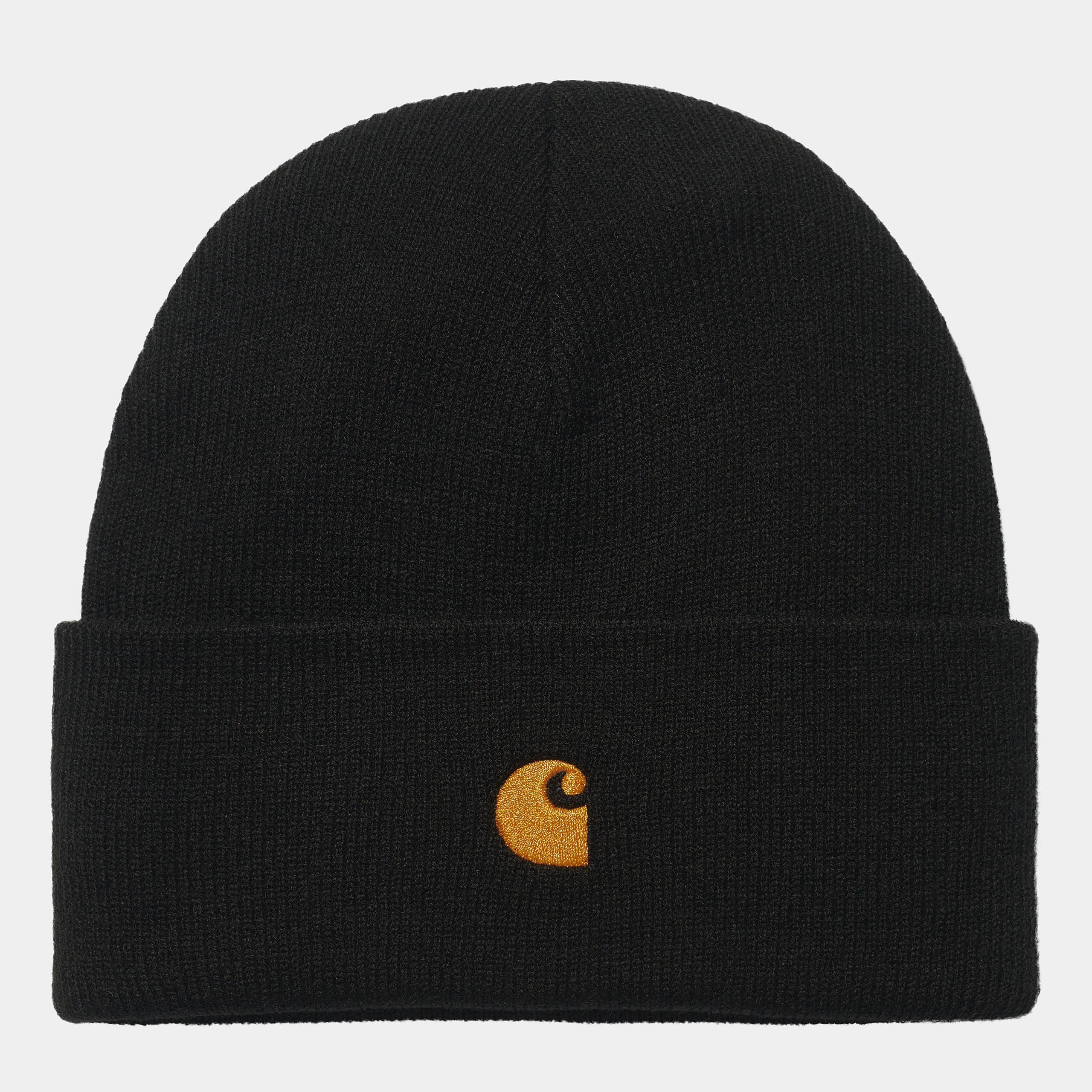 Carhartt WIP Chase Beanie-Black / Gold Black / Gold front view
