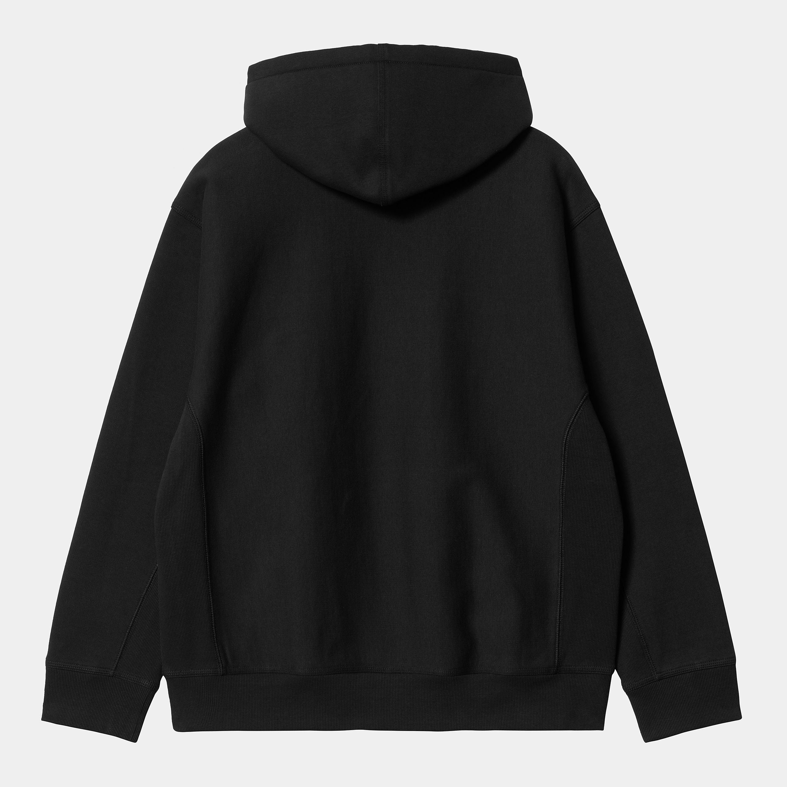 Men's Hooded American Script Sweat-Black-Ghost Back View