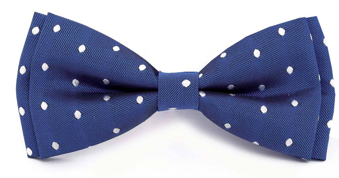 F4 Bow Tie Royal White Polka