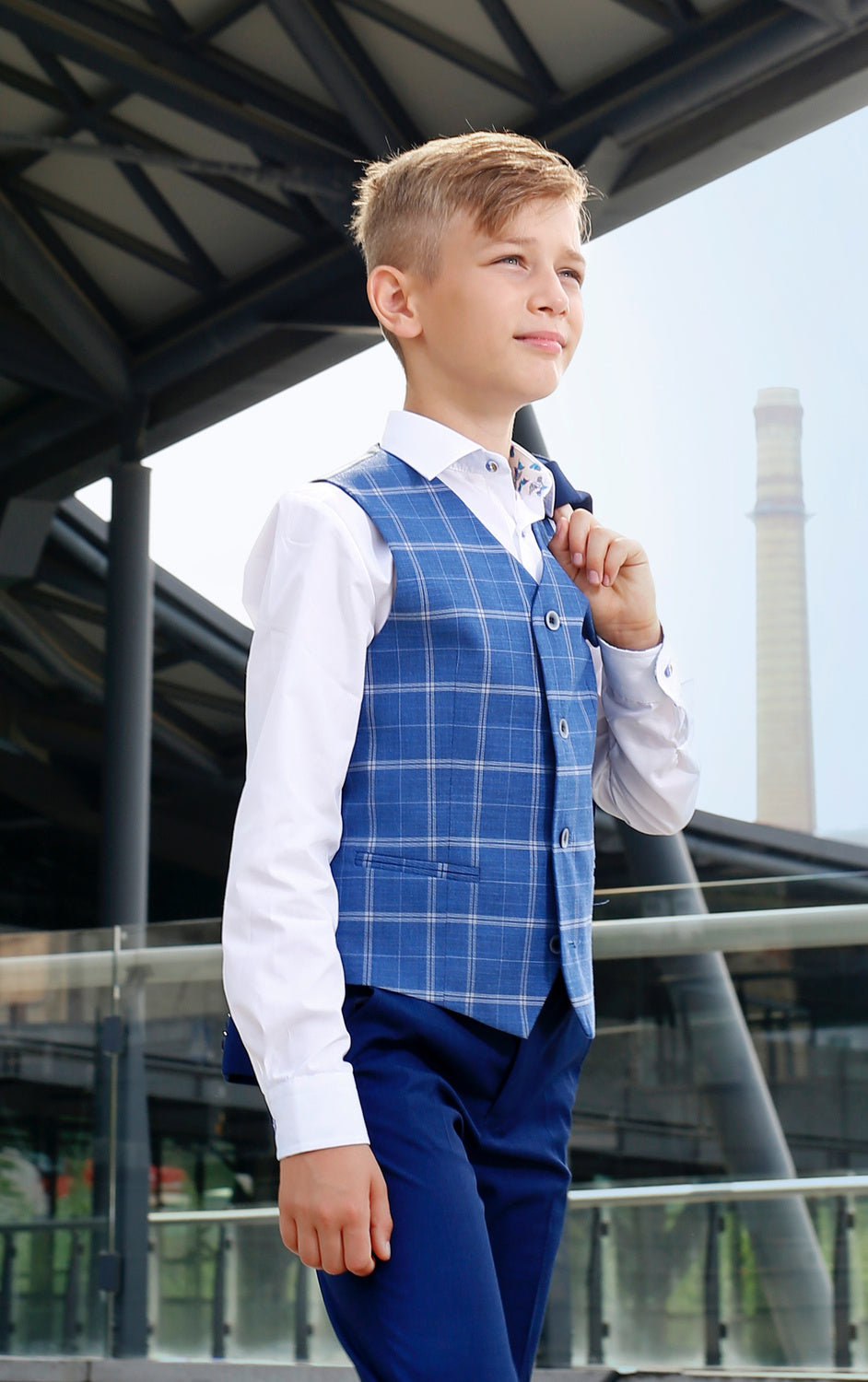 Diego Boy's 3 Piece Blue Communion Suit -Waistcoat detail