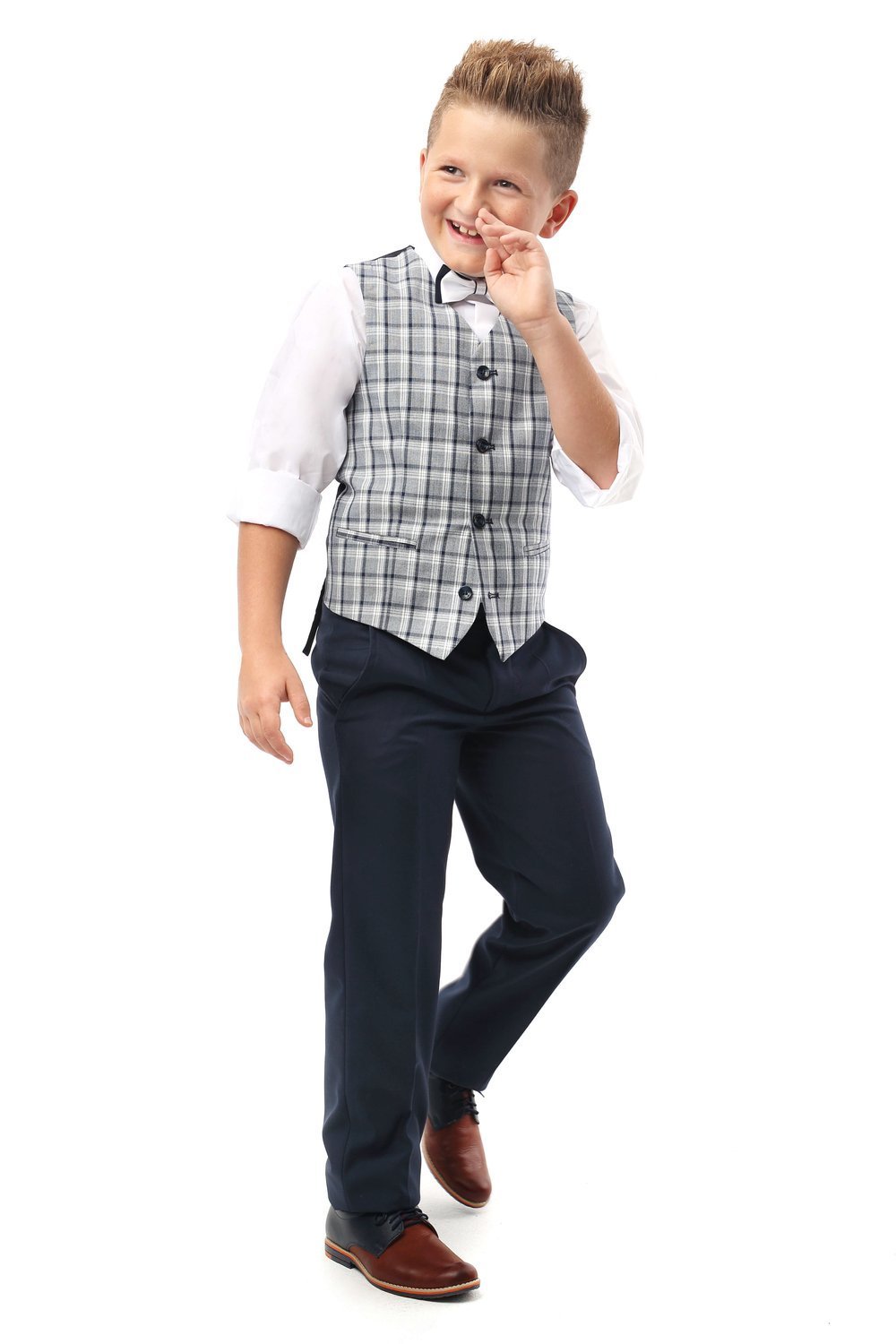 Enzo Boy's Suit Navy Dot - Spirit Clothing
