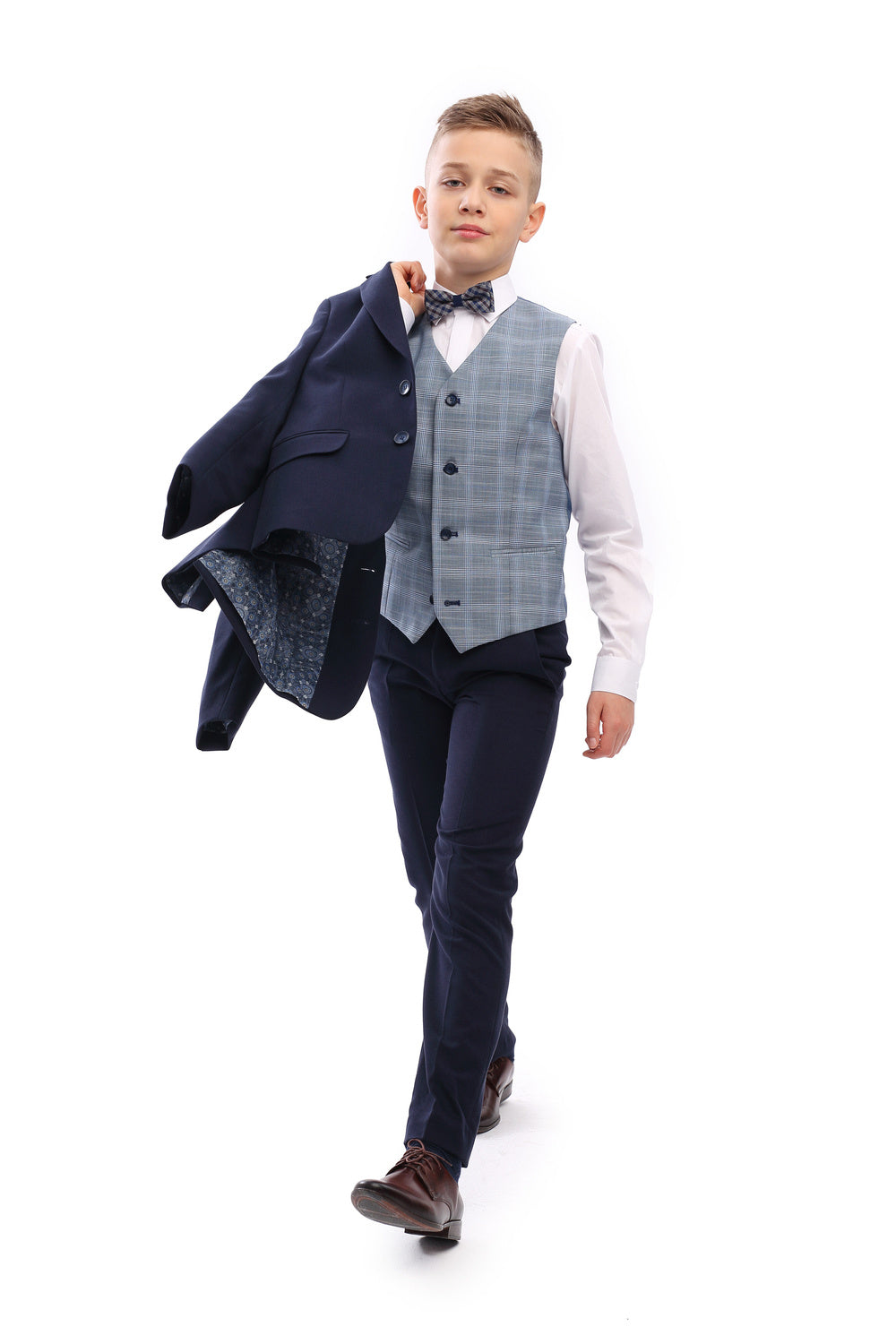 STANDAR Felix A Boys 3 Piece Navy Suit Navy front view