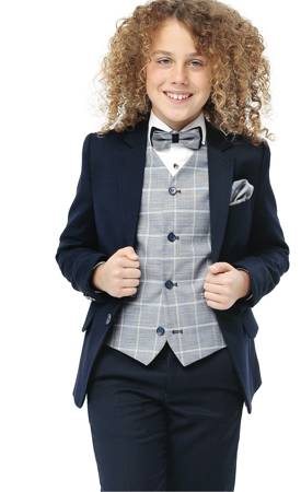 STANDAR Franco Three Piece Boy's Suit Navy Navy front view
