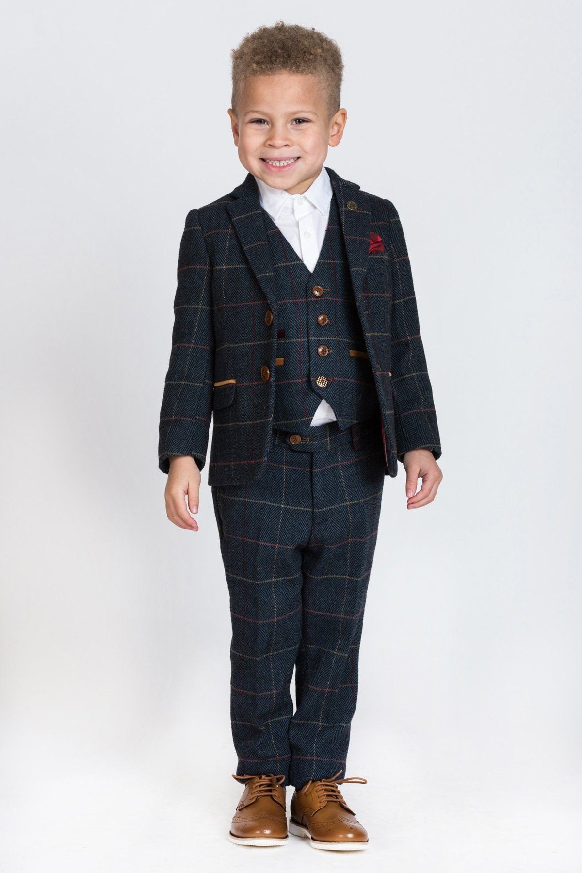 Marc Darcy Boyswear Eton Boy 3 Piece Suit NAVY front view