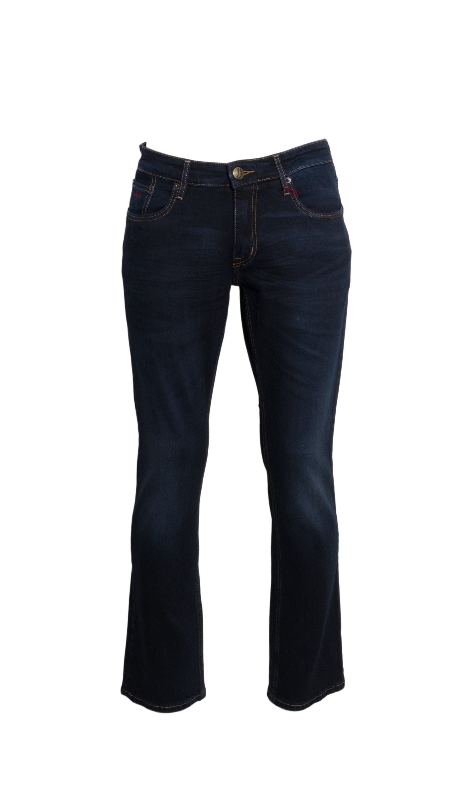 6TH SENSE Fred Blue Black Stretch Denims by 6th Sense BLUE BLACK back view