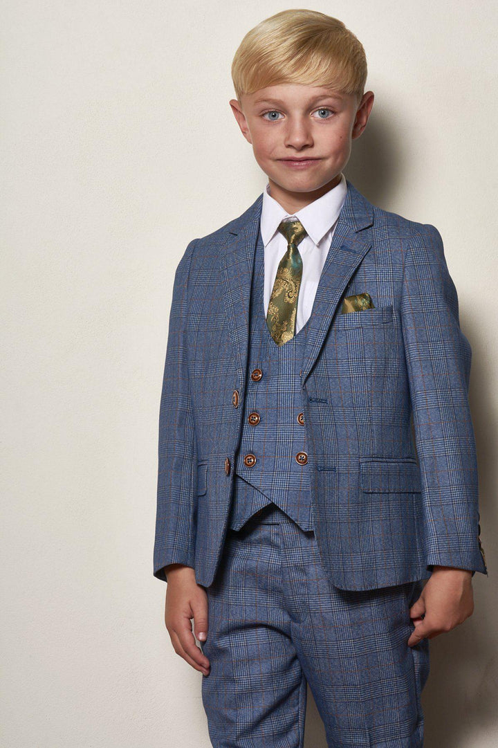 Close-up of George boys sky suit