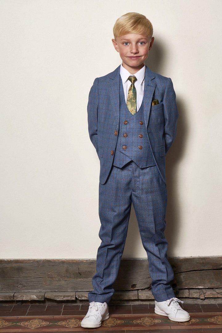 George boys sky 3 piece communion suit front view