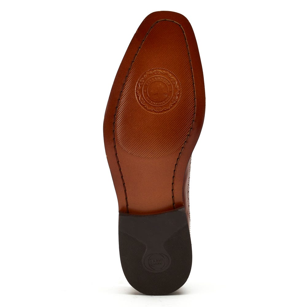 BASE LONDON Havisham Tan Washed Brogue Shoe Tan back view