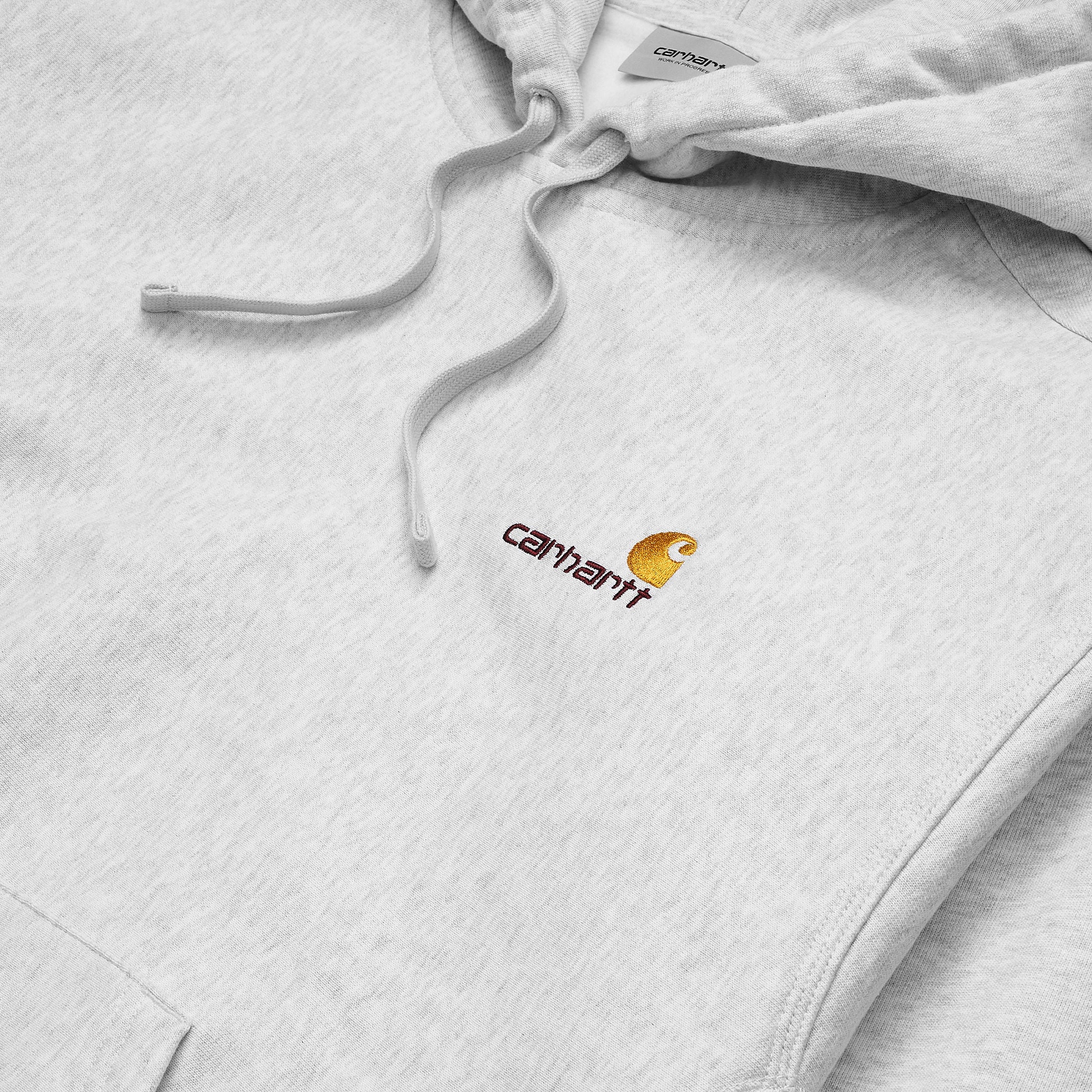 Carhartt WIP Hooded American Script Sweat-Ash Heather Ash Heather side view