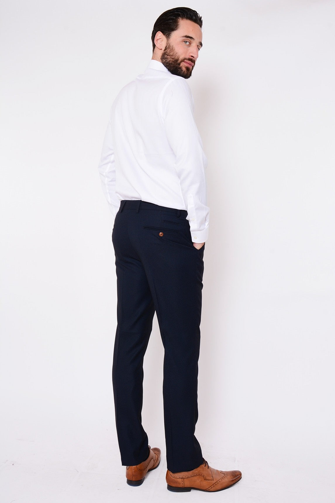 MARC DARCY Max 3 Piece Navy Diamond Suit by Marc Darcy NAVY model front view