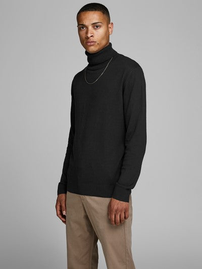 JACK & JONES Emil Knit Roll Neck Jumper BLACK front view