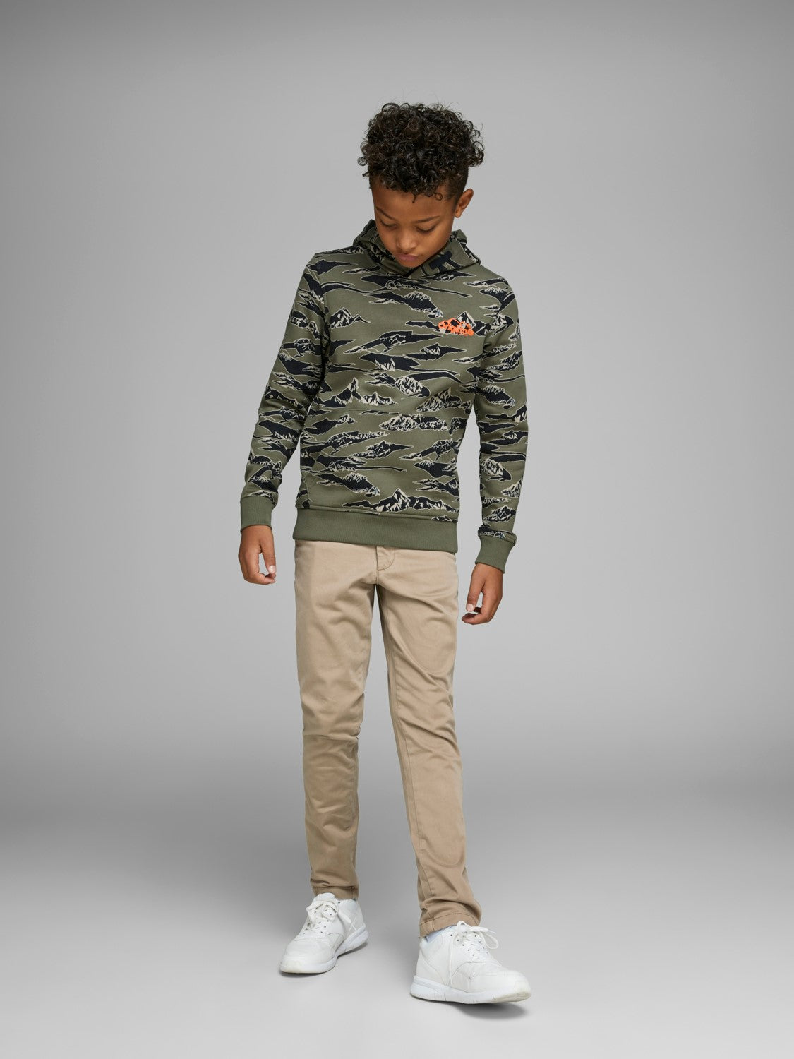 Jack Jones Youths Marco Bowie Junior Chino Beige flat front view