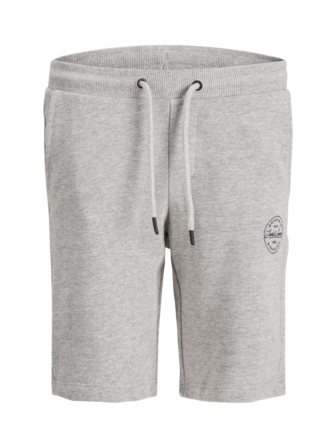 Junior Boys Light Grey Melange Shark Shorts-Close up view
